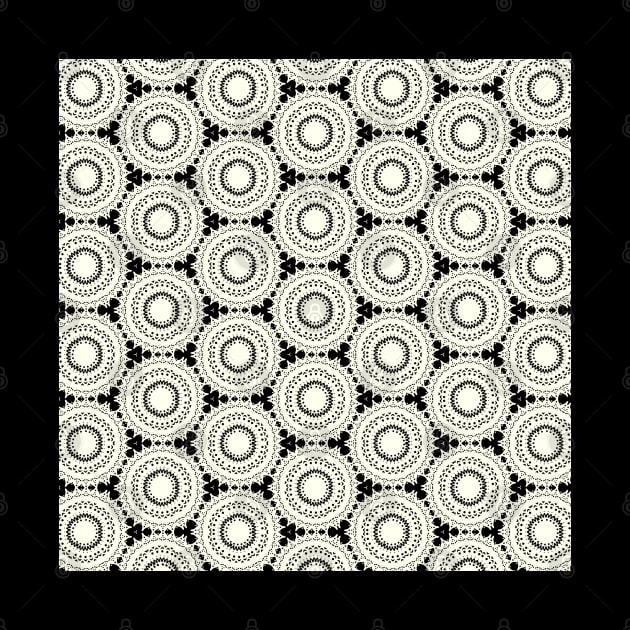 Black Cream Floral Geo Pattern by Sheila Wenzel Ganny