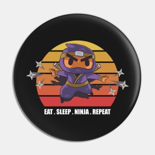 Retro Eat Sleep Ninja Repeat Pin