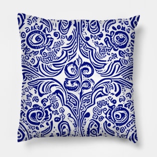 Paisley Print - Lapis Blue Aesthetic Pillow