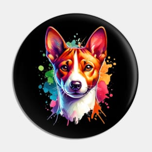 Watercolor Basenji Dog Pin