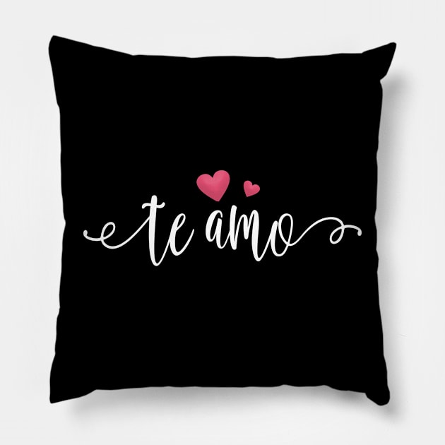 Te Amo Spanish I Love You Valentine Calligraphy Pillow by Jasmine Anderson