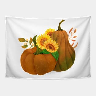 Fall pumpkins and sunflowers Tapestry