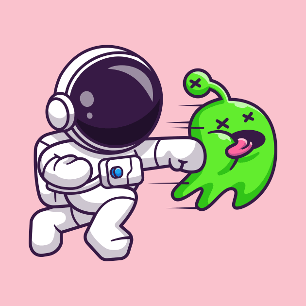 Cute Astronaut Smashing Allien Cartoon by Catalyst Labs