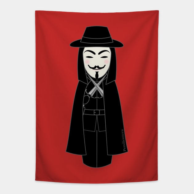 Kokeshi V for Vendetta Tapestry by Pendientera