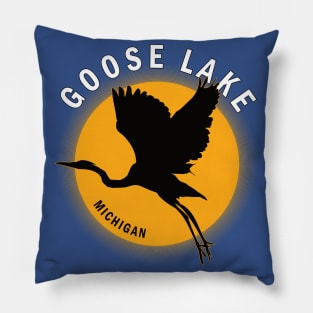 Goose Lake in Michigan Heron Sunrise Pillow