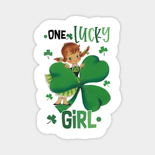 One Lucky Girl St. Patrick's Day Cute Clover Magnet