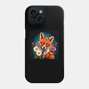 Fox and flowers tattoo style 17 Phone Case