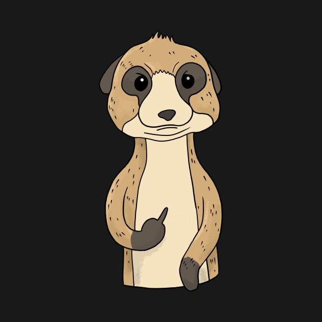 Grumpy Meerkat Holding Middle Finger by Mesyo