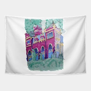 Castle in Budapest purple Tapestry