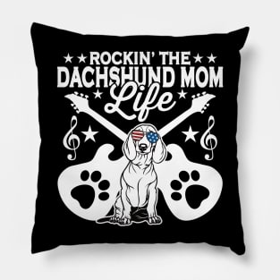 Rocking The Dachshund Mom Life Dog Lover Pillow