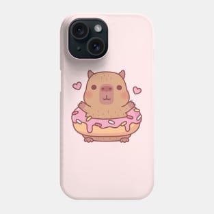 Cute Capybara With Pink Frosting Donut Phone Case