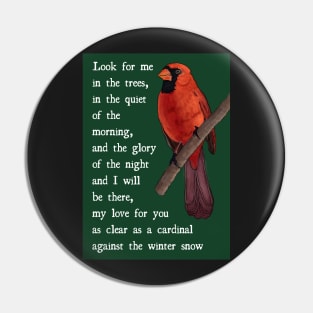 Loved One Cardinal Condolence Message and Illustration Pin