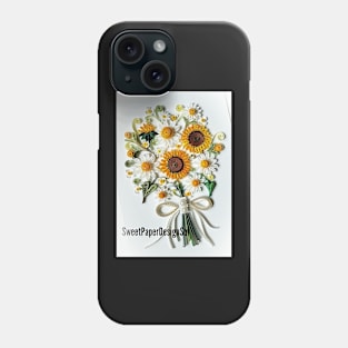 Printed Paper quilling Art. Sunflower bouquet art.handmade Phone Case