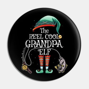 The Reel Cool Grandpa Elf Matching Family Fishing Christmas Pin