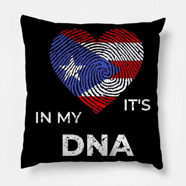 It's In My Dna Puerto Rican Flag Puerto Rico Genealogy Ancestry Descent Nationality Fingertip Heart Pillow by HypeProjecT