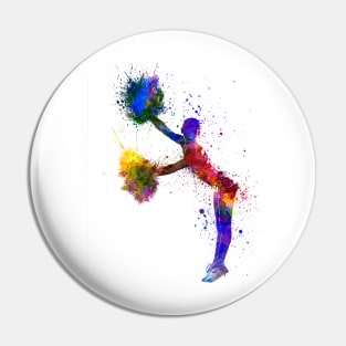 Sports cheerleader in watercolor Pin