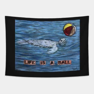 Beach Day- Life is a ball with sea turtle Tapestry