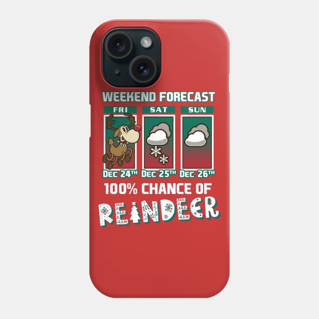 Weekend Forecast - Chance of Reindeer - Santa's Rudolph Phone Case by Nemons