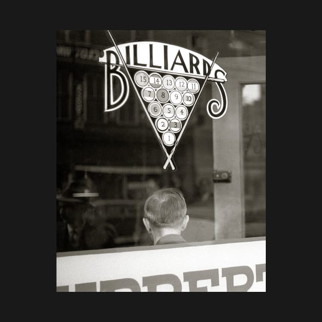 Billiards Hall, 1938. Vintage Photo by historyphoto