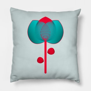 Turquoise and red flower Pillow