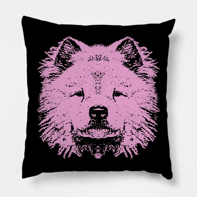 Pink Chow Chow Pillow by childofthecorn