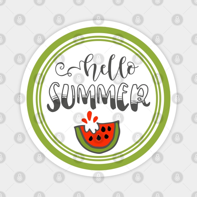 Hello Summer Watermelon Magnet by YOYtees