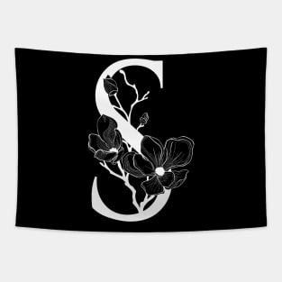 Letter S Monogram - Floral Initial Tapestry