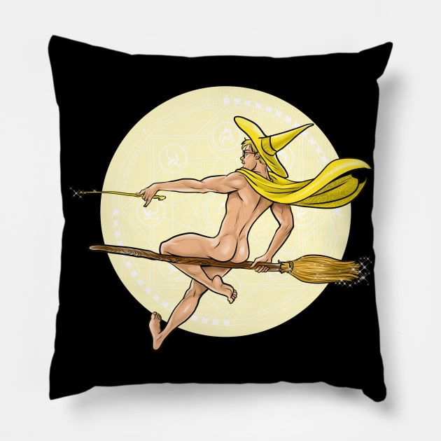 Witch Boy - Yellow/Topaz Pillow by JoeBoy101