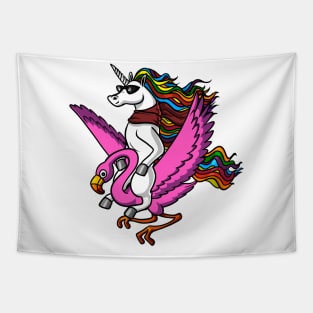 Unicorn Riding Flamingo Bird Tapestry