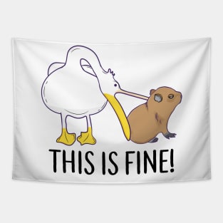 This is fine Meme funny Capybara dog Pelican Nihilism Tapestry