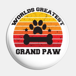 Grandpaw Worlds Greatest Grand Paw Funny Dogs Tee Pin