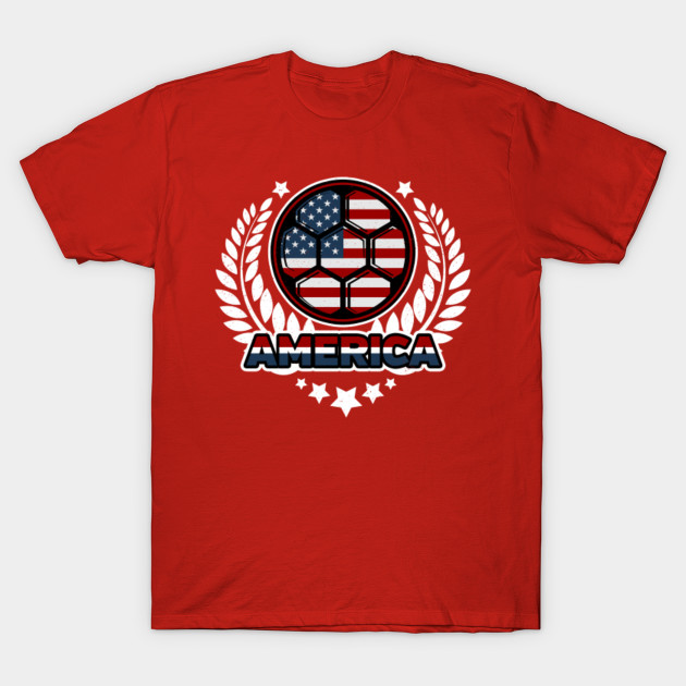 Distressed Flag of America Soccer Ball Victory Laurel Wreath T-Shirt