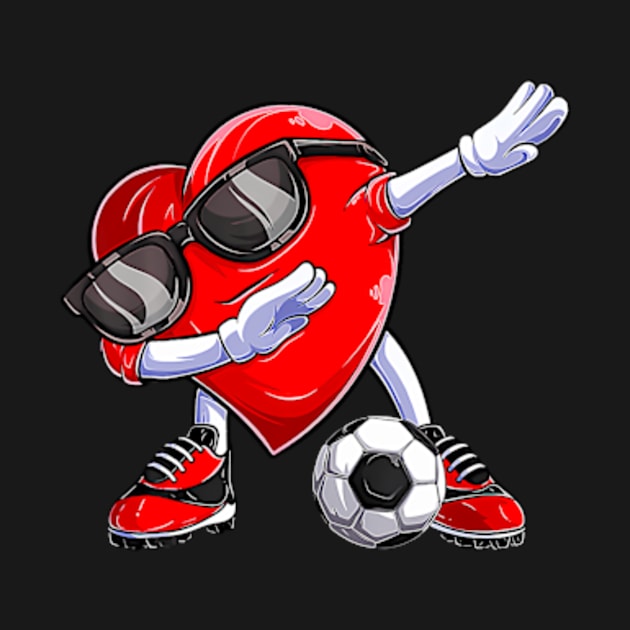 Dabbing Soccer Ball Heart Valentines Day  Men Boys Kids by Daysy1