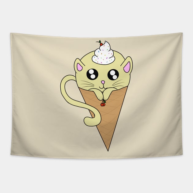 Ice Cream Cat Tapestry by LillyTheChibi