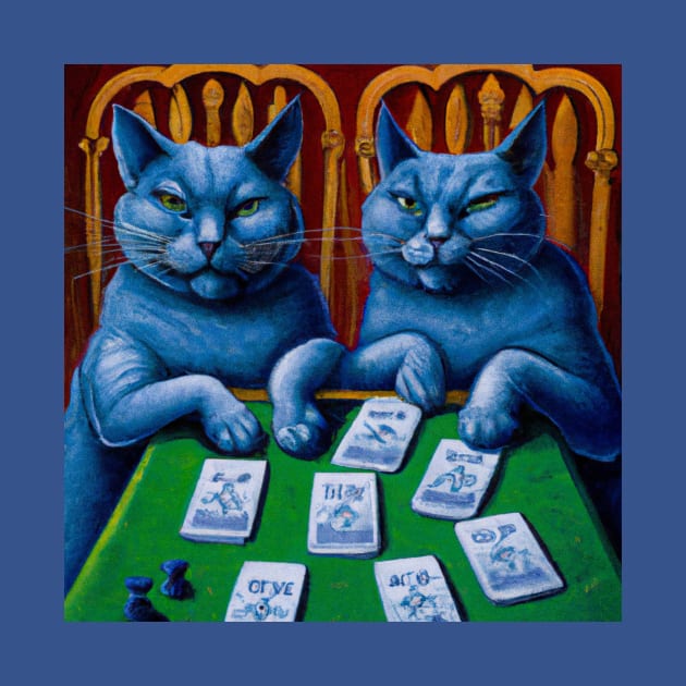 Blue Cats Playing Poker by Star Scrunch