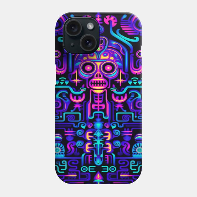 Blacklight Huichol art onix Poster Phone Case by Xinamba