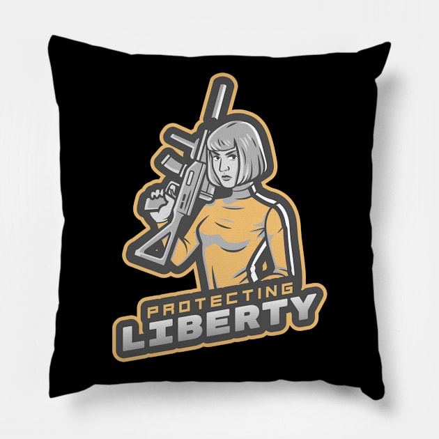 Lady With A Rifle Pillow by Mega Tee Store