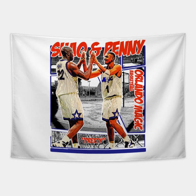 Shaq & Penny // Retro Comics Designs Tapestry by Bootlegheavens