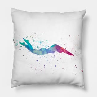 Swimmer in watercolor Pillow