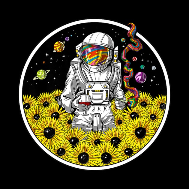 Astronaut Space Sunflowers Hippie by Anite