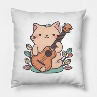 Cat Ukelele Music Animal Lover Pillow