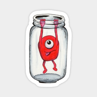 Red Monster in a Jar Escape Magnet