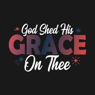 4th Of July Groovy Patriotic God Shed His Grace On Thee T-Shirt