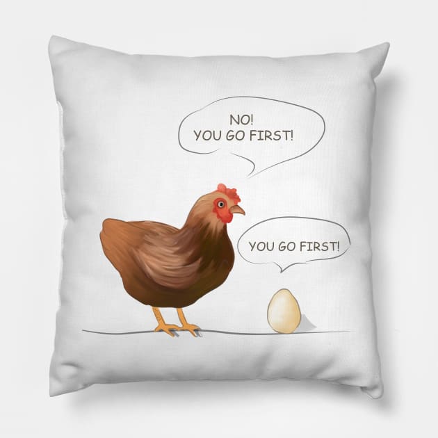 Chicken Or Egg Pillow by NMODesigns