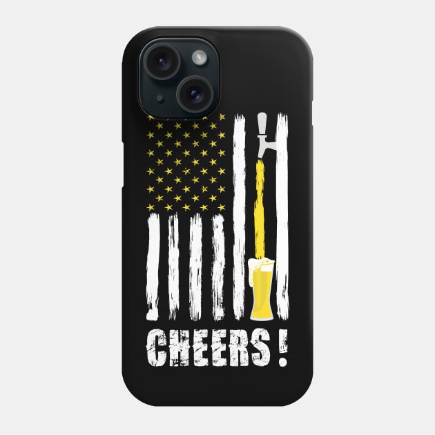 Craft Beer American Flag USA T-Shirt, 4th July CHEERS T-Shirt Phone Case by Pannolinno