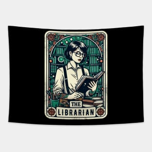 The Librarian Magician Reader Book Author Funny Tarot Pun Tapestry