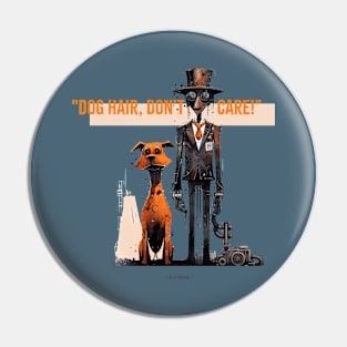 Rustic Haunted Guardian: A Mechanical Man and Spooky Dog Pin