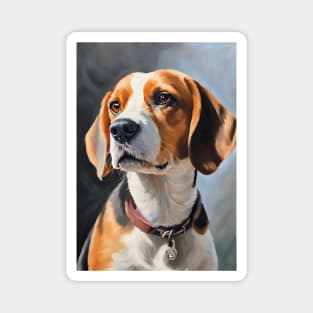 Cute Beagle Dog Breed Oil Painting Magnet