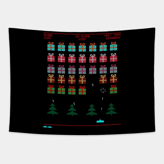 Ugly Christmas Invaders From Space Tapestry by Brobocop