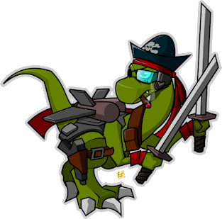 Ninja space pirate dinosaur with two Katanas Magnet